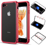 Magnetic Snap Case Cover Clear Hard Tempered Glass Back for Apple iPhone 8/7