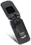 Black Vegan Leather Case with Metal Belt Clip for Lively Jitterbug Flip 2 Phone