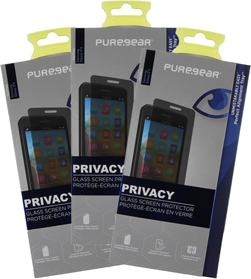 3x PureGear Privacy Tempered Glass Screen Protector for Samsung Galaxy S6