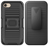 Black Rugged Grip Case Ring Stand and Belt Clip for iPhone SE 2022, 2020, 8, 7