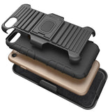 Black Rugged Grip Case Ring Stand and Belt Clip for iPhone SE 2022, 2020, 8, 7