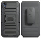 Black Rugged Case Stand + Belt Clip + Magnetic Car Mount for Motorola Moto E6