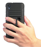 Black Rugged Case Stand + Belt Clip + Magnetic Car Mount for Motorola Moto E6