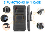 Black Rugged Grip Case with Ring Stand and Belt Clip for Samsung Galaxy XCover 5