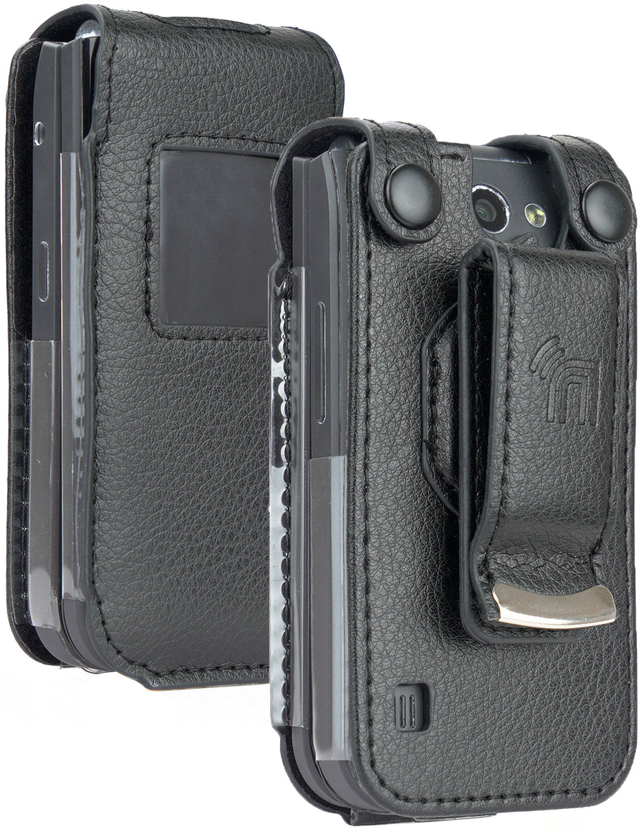 Black Vegan Leather Case with Metal Belt Clip for Lively Jitterbug Fli –  Nakedcellphone