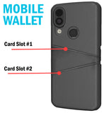 Vegan Leather Credit Card Slot Wallet Case Slim Cover for CAT S62 PRO Phone