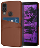 Vegan Leather Credit Card Slot Wallet Case Slim Cover for CAT S62 PRO Phone