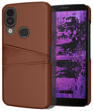 Vegan Leather Credit Card Slot Wallet Case Slim Cover for CAT S62 PRO Phone