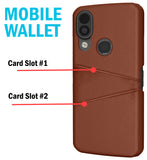 Vegan Leather Credit Card Slot Wallet Case Slim Cover for CAT S62 PRO Phone