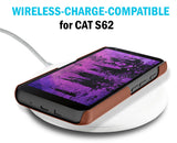 Vegan Leather Credit Card Slot Wallet Case Slim Cover for CAT S62 PRO Phone