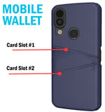 Vegan Leather Credit Card Slot Wallet Case Slim Cover for CAT S62 PRO Phone