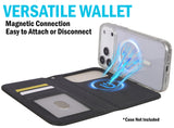 Black Leather Wallet + Strap iPhone 18 Pro (Compatible with Magsafe Case)