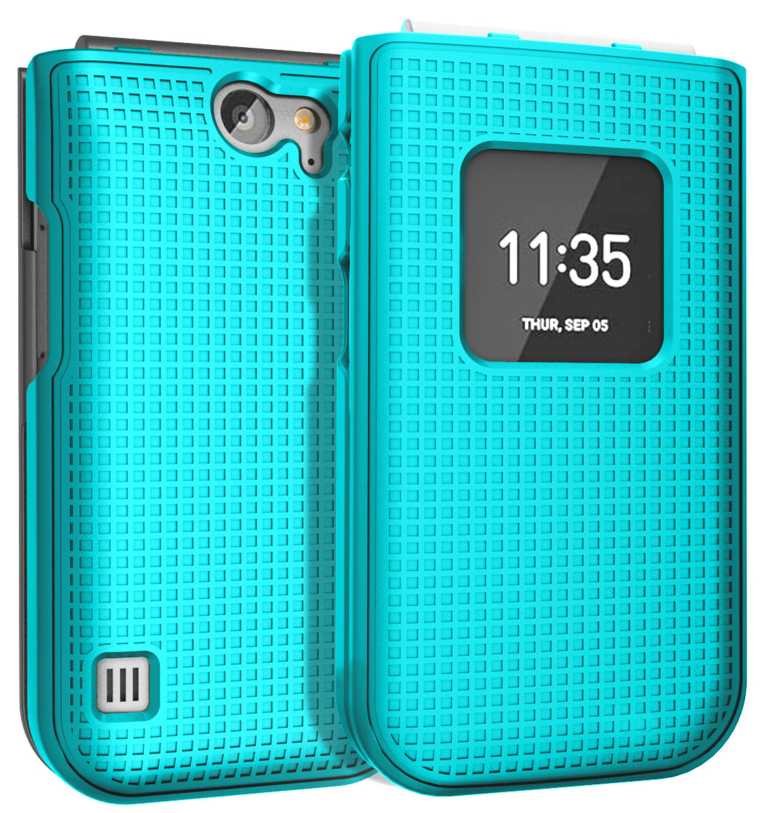 Case for Nokia 2720 V Flip Phone, Nakedcellphone [Purple] Protective Snap-On Hard Shell Cover [Grid Texture]