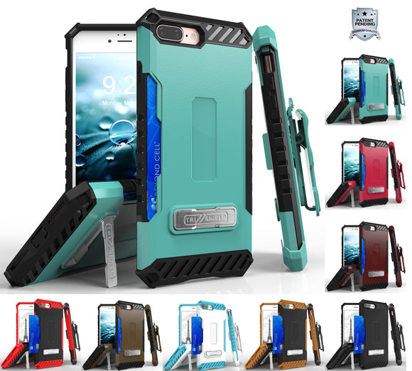TRI-SHIELD RUGGED CASE + BELT CLIP HOLSTER STRAP STAND FOR APPLE iPHONE 7/8 PLUS
