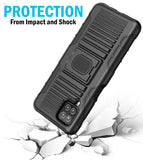 Rugged Case w/ Ring Stand and Screen Protector for Samsung Galaxy A12 5G - Black