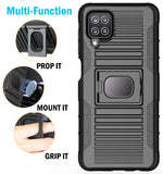 Rugged Case w/ Ring Stand and Screen Protector for Samsung Galaxy A12 5G - Black