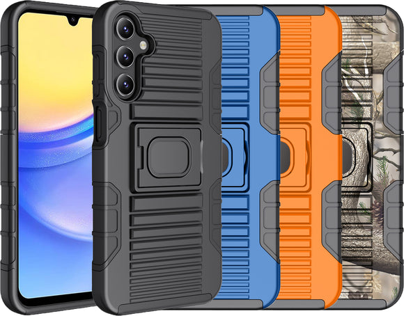 Rugged Hybrid Case with Ring Grip Stand for Samsung Galaxy A15 5G Phone