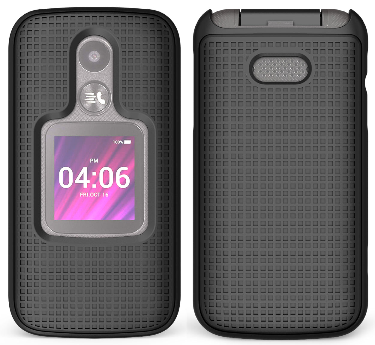 Grid Case Slim Hard Shell Cover for Alcatel MyFlip 2 Phone, TCL My Flip 2 A406DL Black Grid Case Slim Hard Shell Cover for Alcatel MyFlip 2 Phone, TCL My Flip 2 A406DL Black