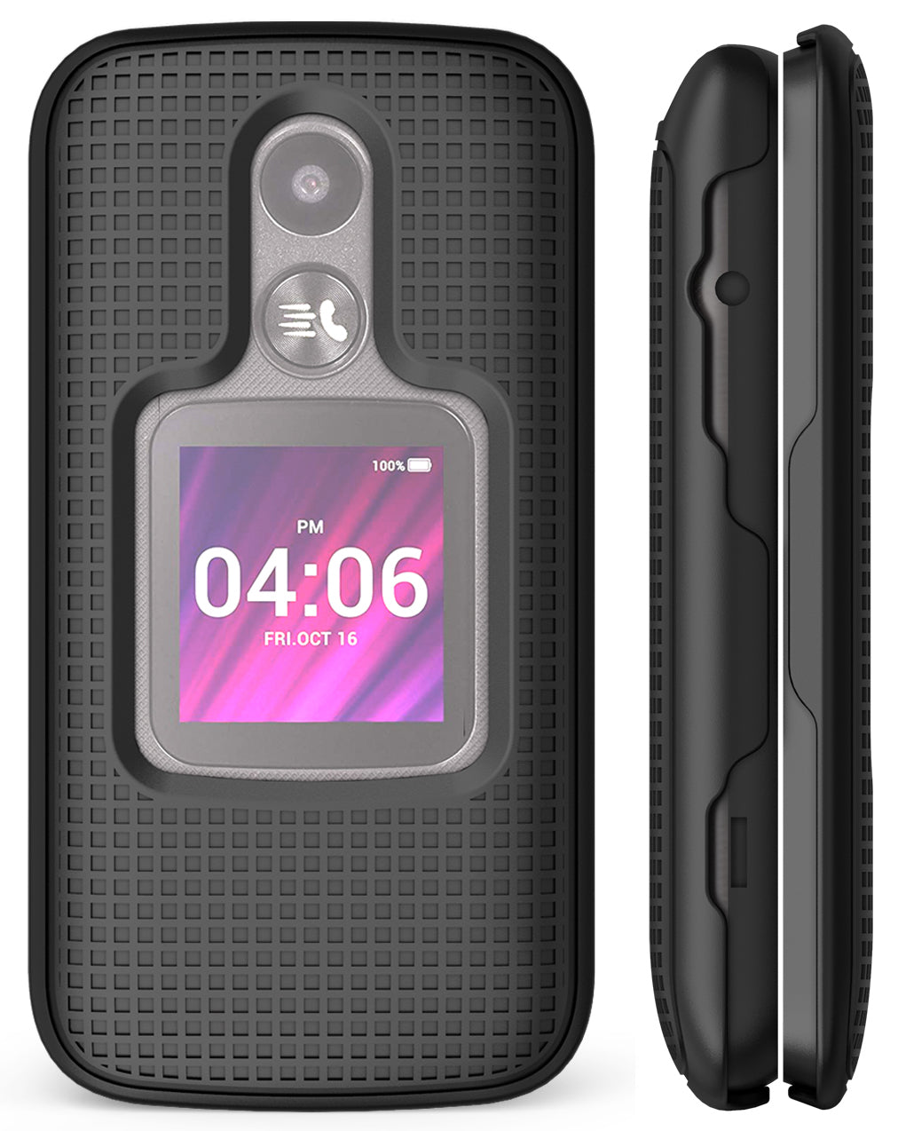 Grid Case Slim Hard Shell Cover for Alcatel MyFlip 2 Phone, TCL My Flip 2 A406DL Black