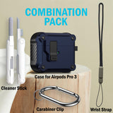 Secure Lock Rugged Case for Airpods Pro 3 (Lanyard + Clip + Cleaning Kit)