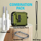 Secure Lock Rugged Case for Airpods Pro 3 (Lanyard + Clip + Cleaning Kit)