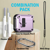 Secure Lock Rugged Case for Airpods Pro 3 (Lanyard + Clip + Cleaning Kit)