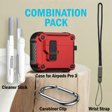 Secure Lock Rugged Case for Airpods Pro 3 (Lanyard + Clip + Cleaning Kit)