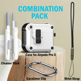 Secure Lock Rugged Case for Airpods Pro 3 (Lanyard + Clip + Cleaning Kit)
