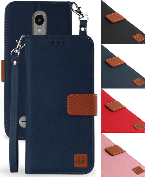 MAGNETIC FLAP WALLET CASE STAND + STRAP for LG Aristo 2 Plus, Tribute Dynasty