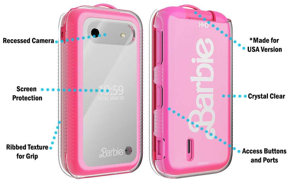 Clear Case Hard Shell Screen Cover for HMD Barbie Phone (USA VERSION) Nakedcellphone Clear Case Hard Shell Screen Cover for HMD Barbie Phone (USA VERSION) Nakedcellphone