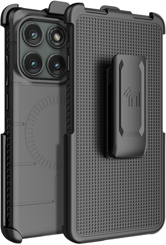 Case & Belt Clip Holster for Motorola Edge 2025 Phone (Compatible with Magsafe)