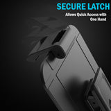 Black Ratchet Belt Clip Holster for iPhone 17 (made to fit most cases)