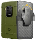 Tactical Matte Rugged Case Cover and Belt Clip Holster for Motorola One Zoom