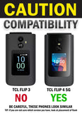 Black Vegan Leather Case Belt Clip Screen/Keypad Cover for TCL Flip 4 5G Phone