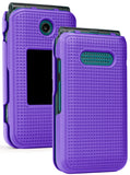 Grid Texture Case Slim Hard Cover for Cingular Flip IV 4 Phone, Cricket Debut