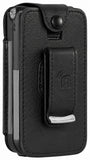Black Vegan Leather Case with Belt Clip Screen Cover for Iris Easy Flip 2 Phone