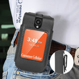 Black Vegan Leather Case with Belt Clip Screen Cover for Iris Easy Flip 2 Phone