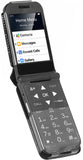 Black Vegan Leather Case with Belt Clip Screen Cover for Iris Easy Flip 2 Phone