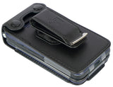 Black Vegan Leather Case Belt Clip for AT&T Cingular Flex 2 Phone (Debut Flex)