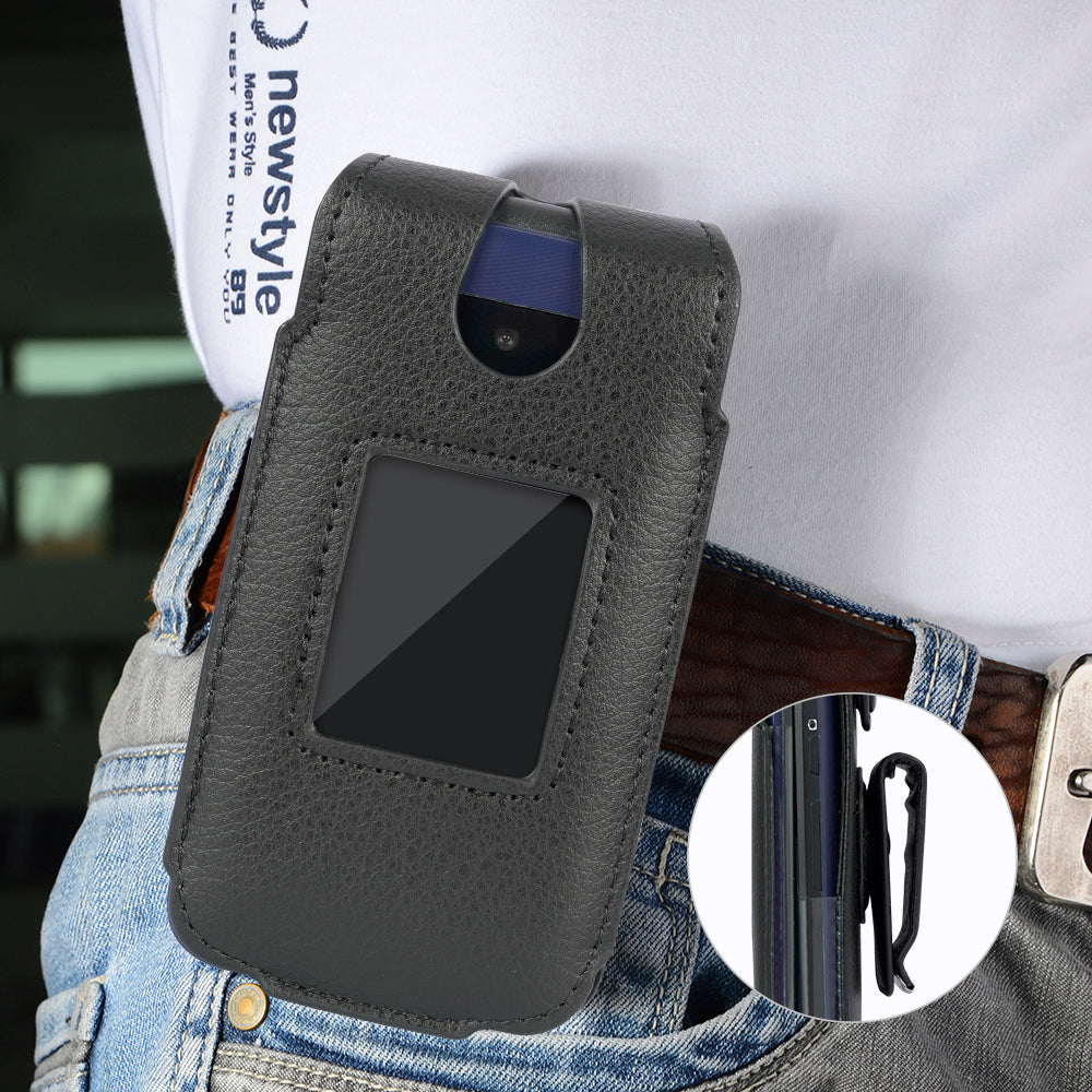 Nakedcellphone Case for AT&T Cingular Flex 2 / Cricket Debut Flex / Tracfone BLU Flex Flip Phone - Vegan Leather with Belt Clip Nakedcellphone Case for AT&T Cingular Flex 2 / Cricket Debut Flex / Tracfone BLU Flex Flip Phone - Vegan Leather with Belt Clip