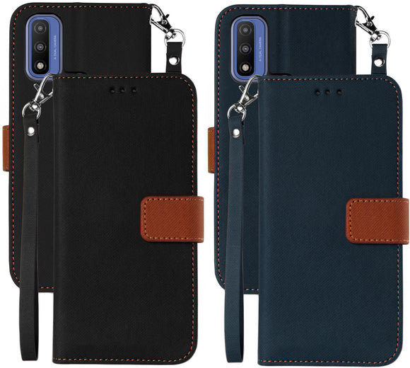 Durable Wallet Case and Wrist Strap Lanyard for Moto G Power (2022)