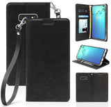 Leather Wallet Case Cover Stand Wrist Strap Lanyard for Samsung Galaxy S10e