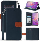Durable Wallet Case ID Slot Cover Stand Wrist Strap for Samsung Galaxy S10 Plus