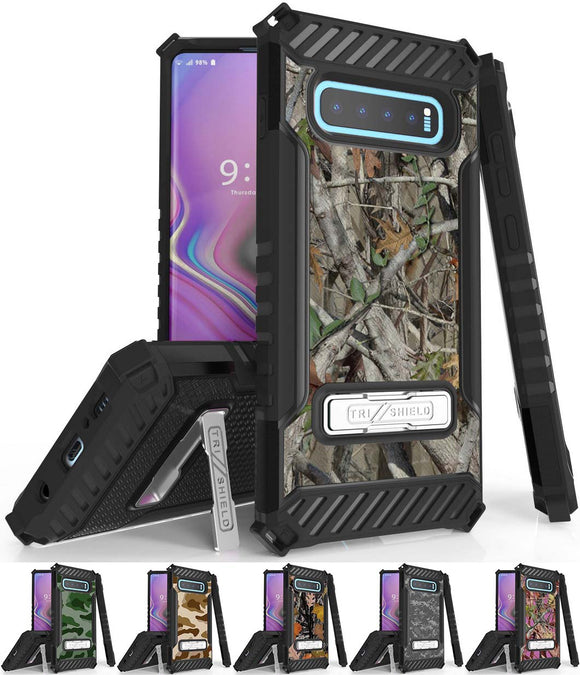Rugged Case Cover Stand + Strap for Samsung Galaxy S10 Plus - Camouflage Series