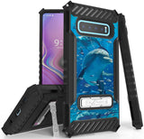 Rugged Case Cover Stand + Wrist Strap for Samsung Galaxy S10 - Adorable Animals