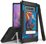 Rugged Case Cover Stand + Strap for Samsung Galaxy S10 Plus - Adorable Animals