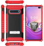 Rugged Tri-Shield Case Cover Kickstand Lanyard Strap for Samsung Galaxy S10 Plus