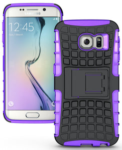 PURPLE GRENADE GRIP TPU SKIN HARD CASE COVER STAND FOR SAMSUNG GALAXY S6 EDGE