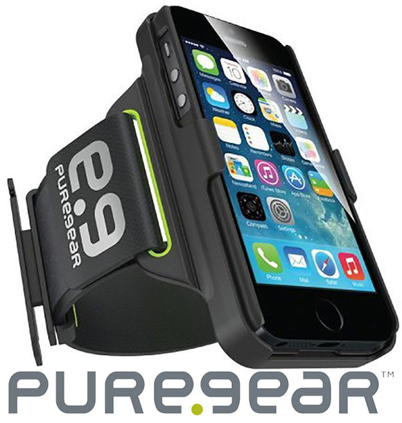 PUREGEAR HIP SPORTS BLACK/LIME ARMBAND + CASE STAND FOR APPLE iPHONE 6 6s