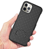 Black Case Kickstand Cover + Belt Clip Holster Combo for Apple iPhone 12 Pro Max